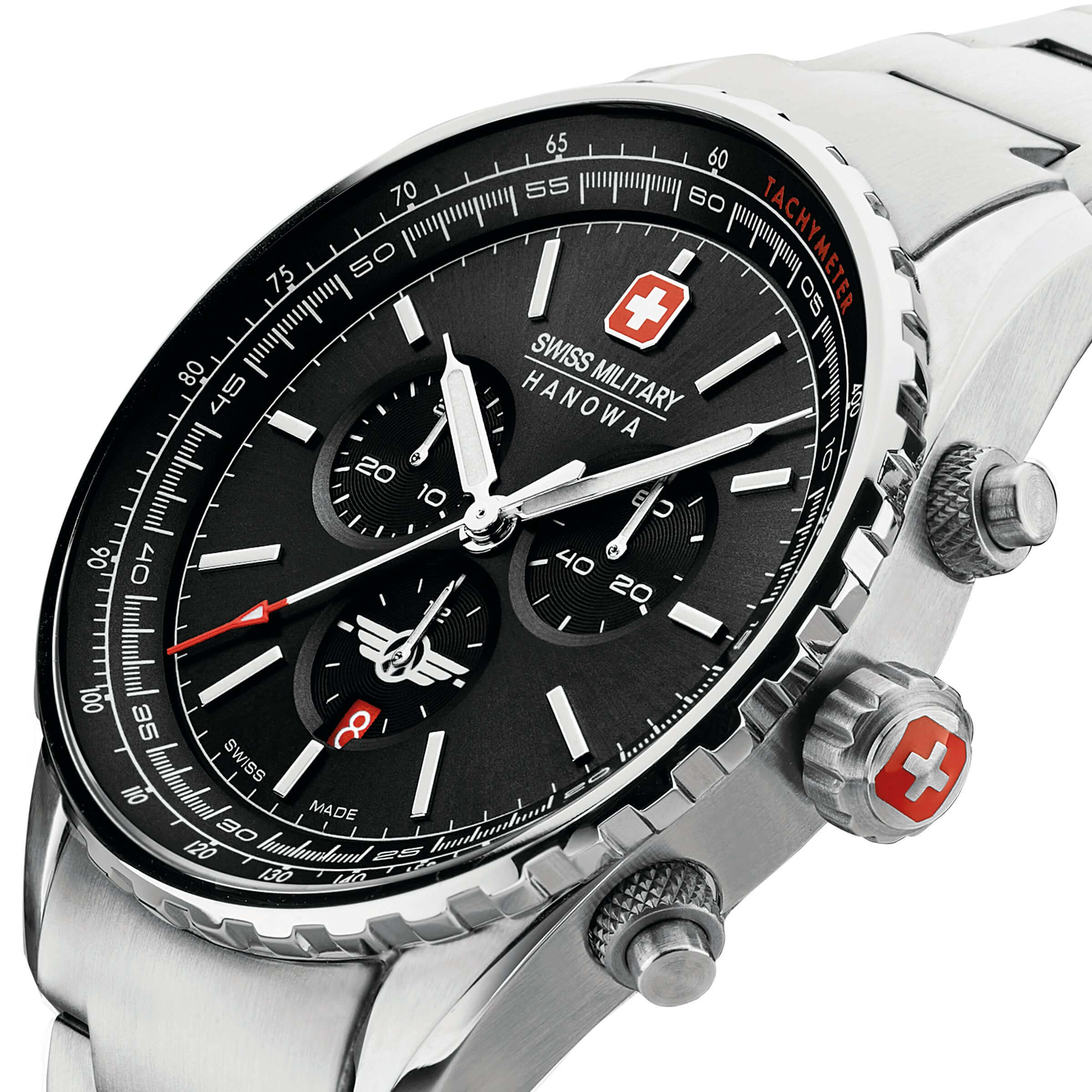 AFTERBURN CHRONO Herren Armbanduhr Chronograph Edelstahl Schwarz 42mm -  Swiss Made - Image 4