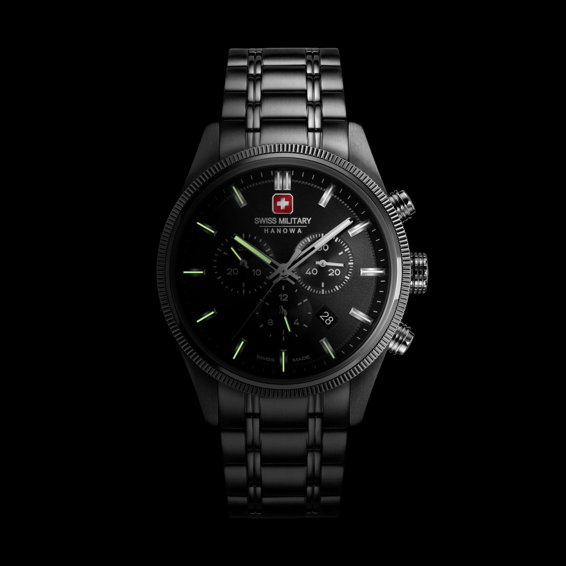 AIRMAN FIRST CLASS Herren Armbanduhr Chronograph Edelstahl Schwarz 42mm - Swiss Made - Image 5