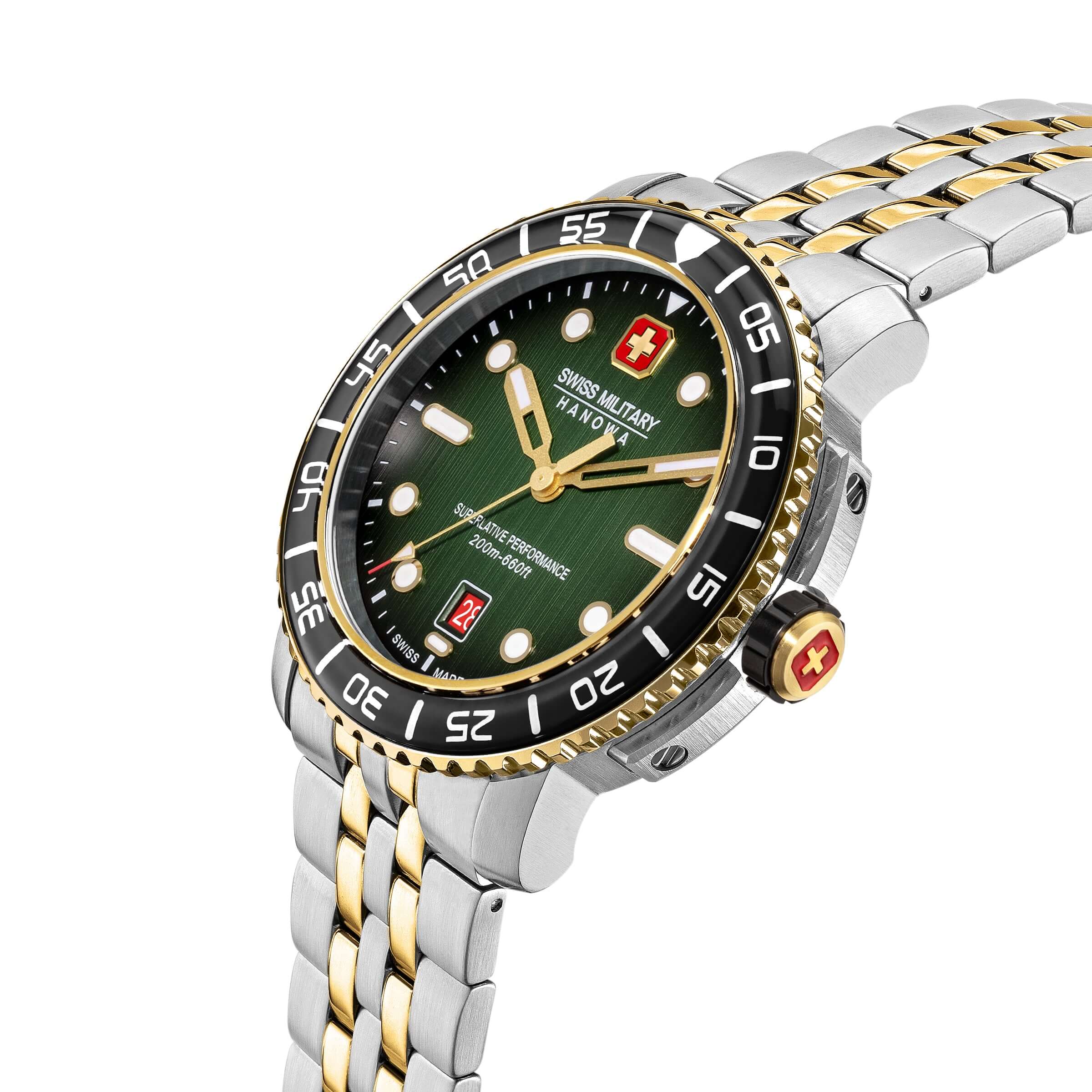 BLACK MARLIN Edelstahl Silber/Gold 42mm - Swiss Made Uhr Chronograph Herrenuhren - Image 4