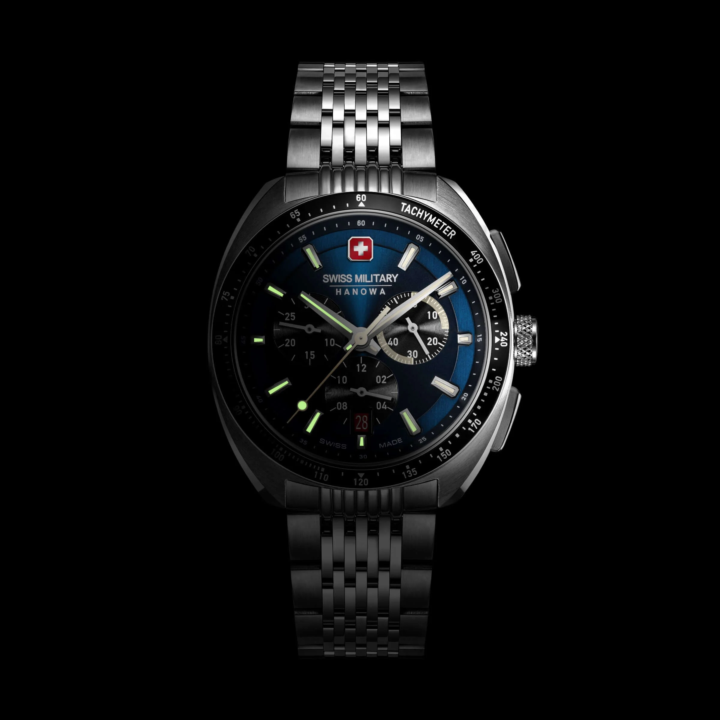 DEFENDER Blue Stainless Steel 42mm Herren Leder Armband - Swiss Made - Image 6