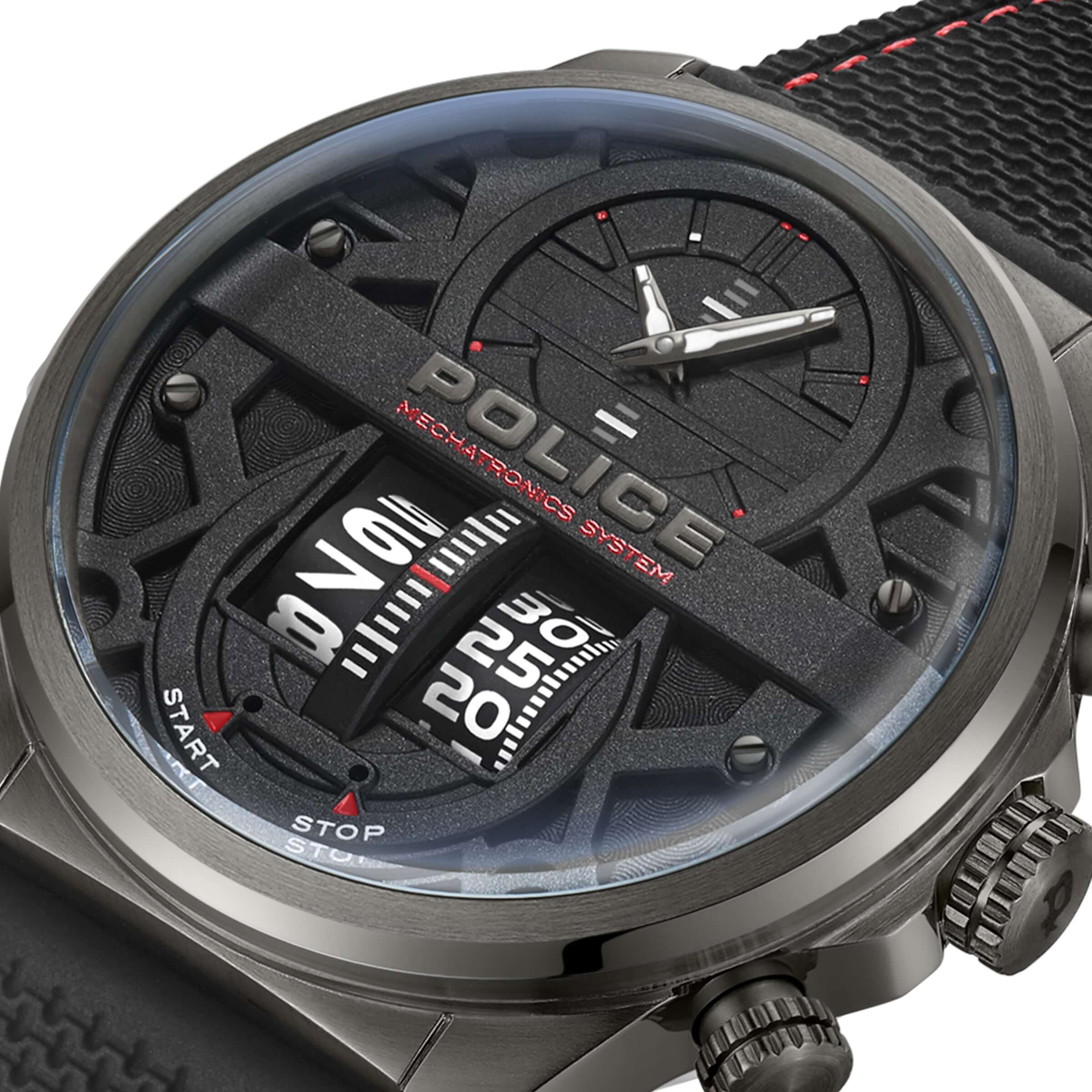 Police Herren Armbanduhr Chronograph Schwarz Rot 44mm Edelstahl Armband Uhr Herrenuhr Sportuhr - Image 5