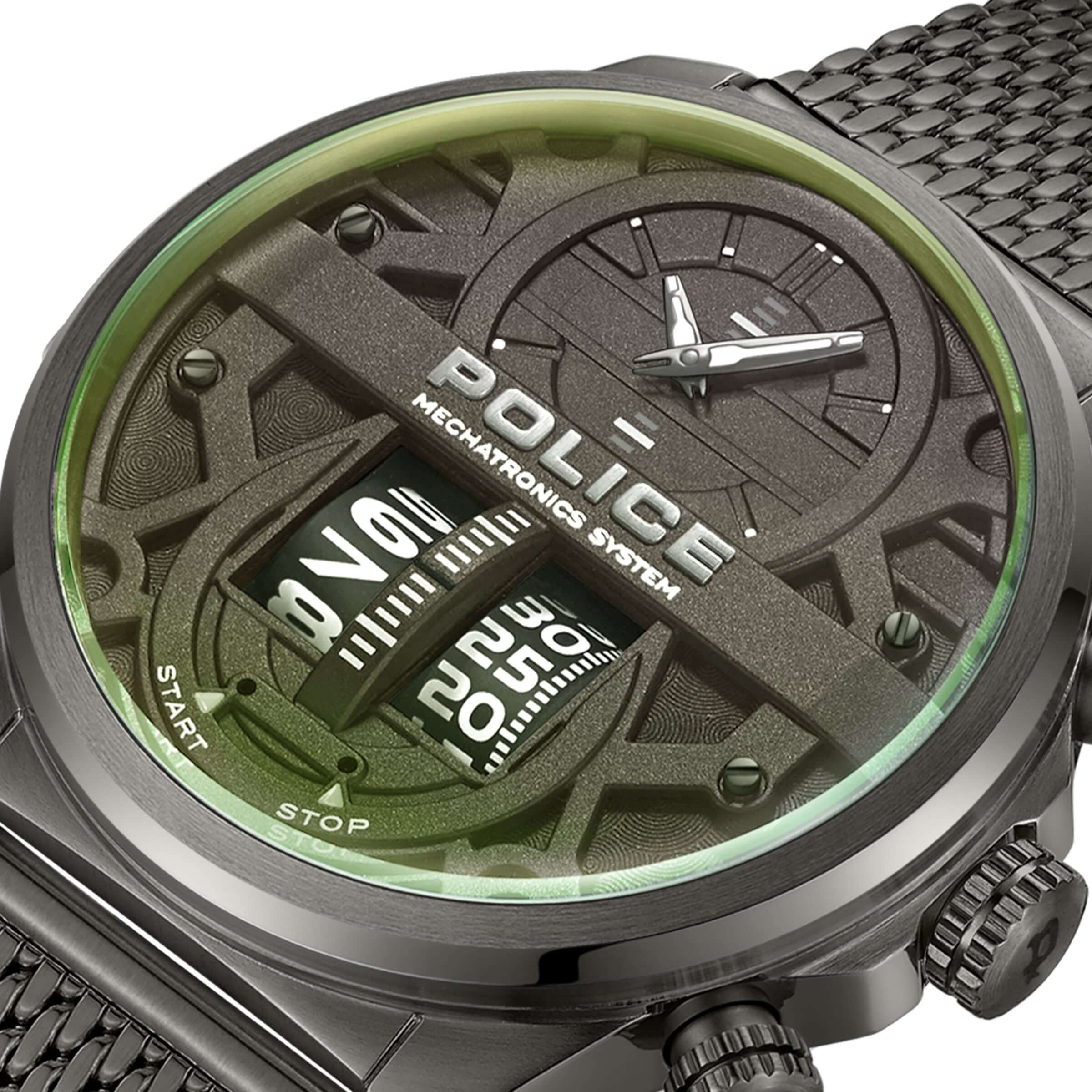 Police Herren Armbanduhr Analog Uhr Green/Black 44mm Edelstahl Armband Uhr Chronograph Sportuhr - Image 4