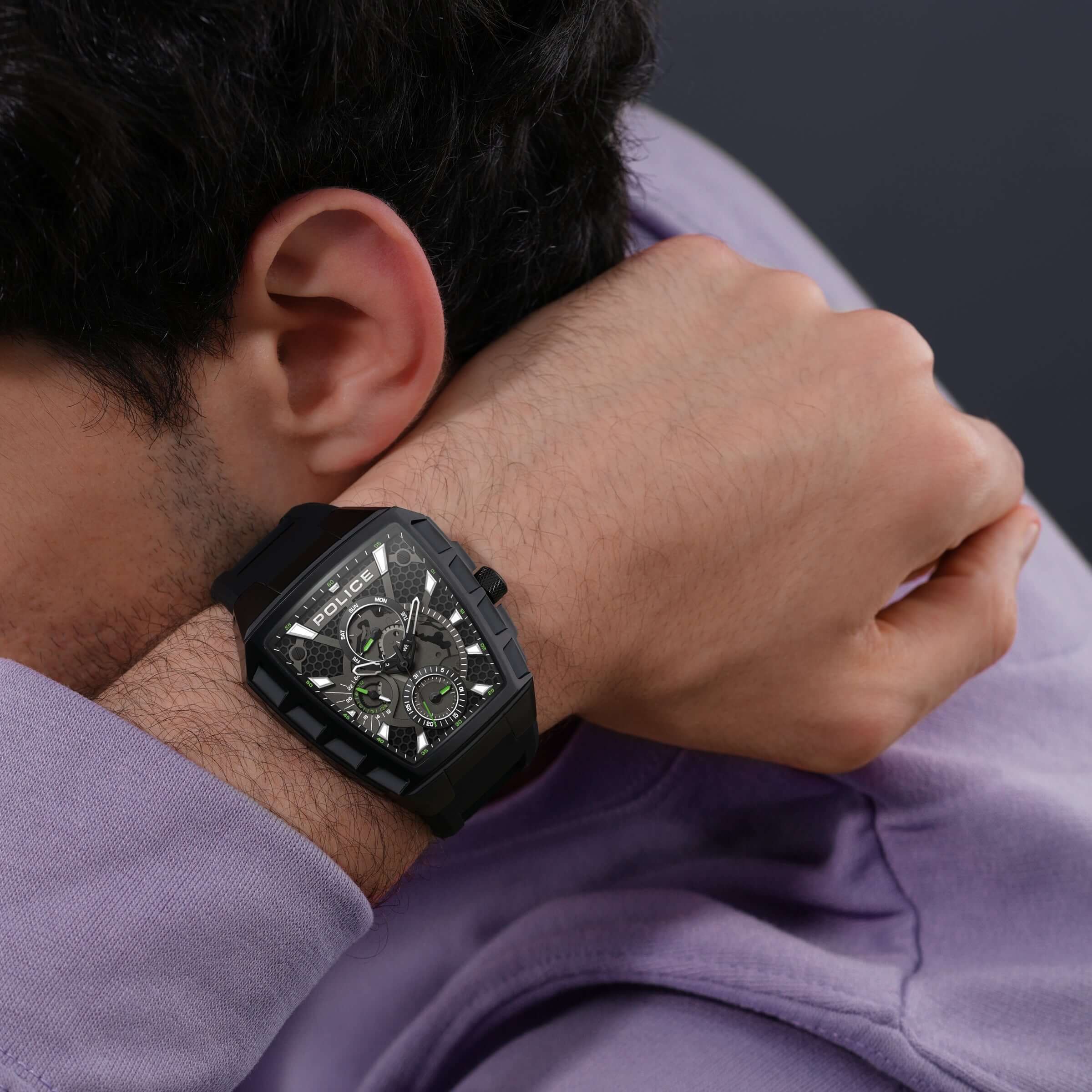 Police Herren Armbanduhr Chronograph Analog Quarz Schwarz Grün 45mm - Sportliche Uhr - Handgelenk Uhr - Günstig - Image 2