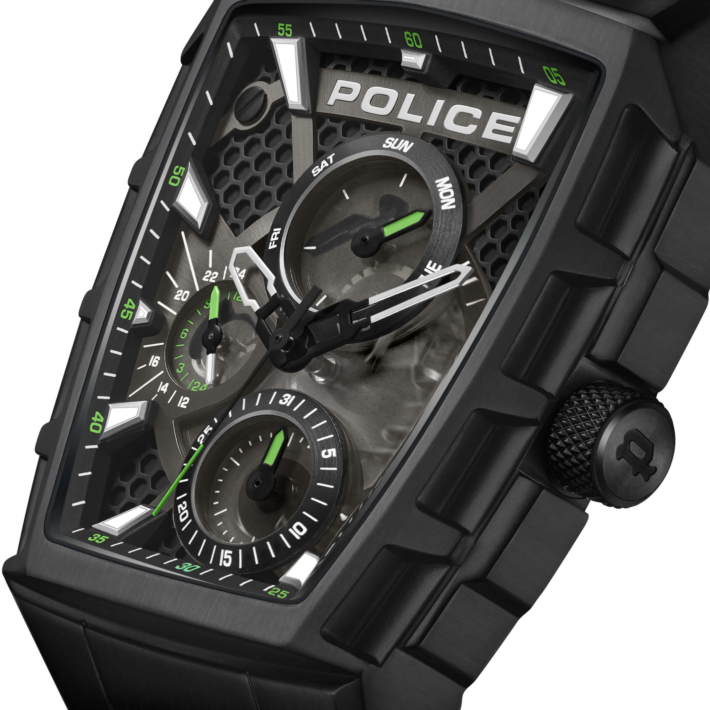 Police Herren Armbanduhr Chronograph Analog Quarz Schwarz Grün 45mm - Sportliche Uhr - Handgelenk Uhr - Günstig - Image 4