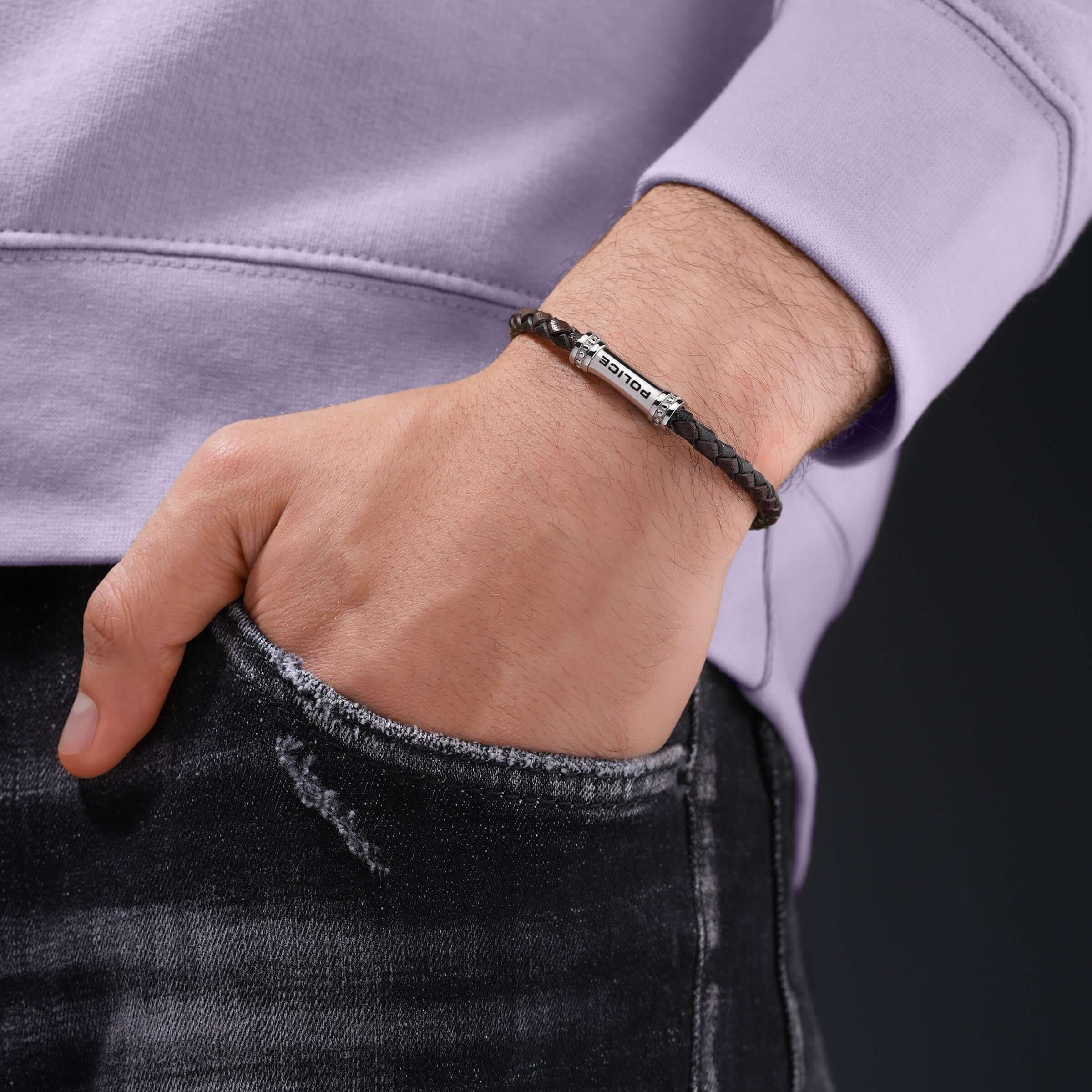 Police Herren Armband Leder Braun/Schwarz Herrenarmband Lederarmband Herren Schmuck Lederarmband Herren Lederband - Image 4