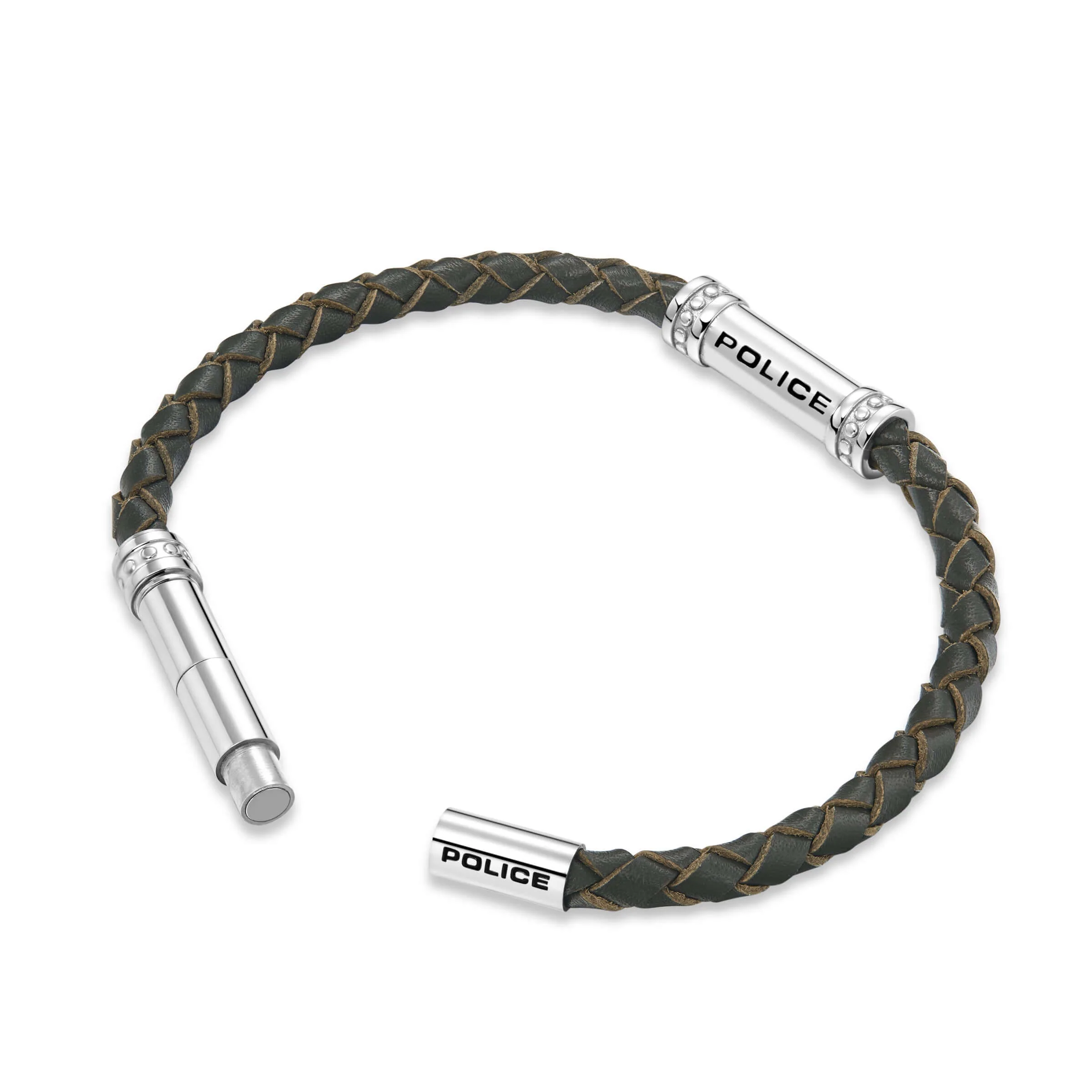 Police Herren Armband Leder Edelstahl Grau - Armbänder Herren Leder - Armbänder Herren Edelstahl - Image 3