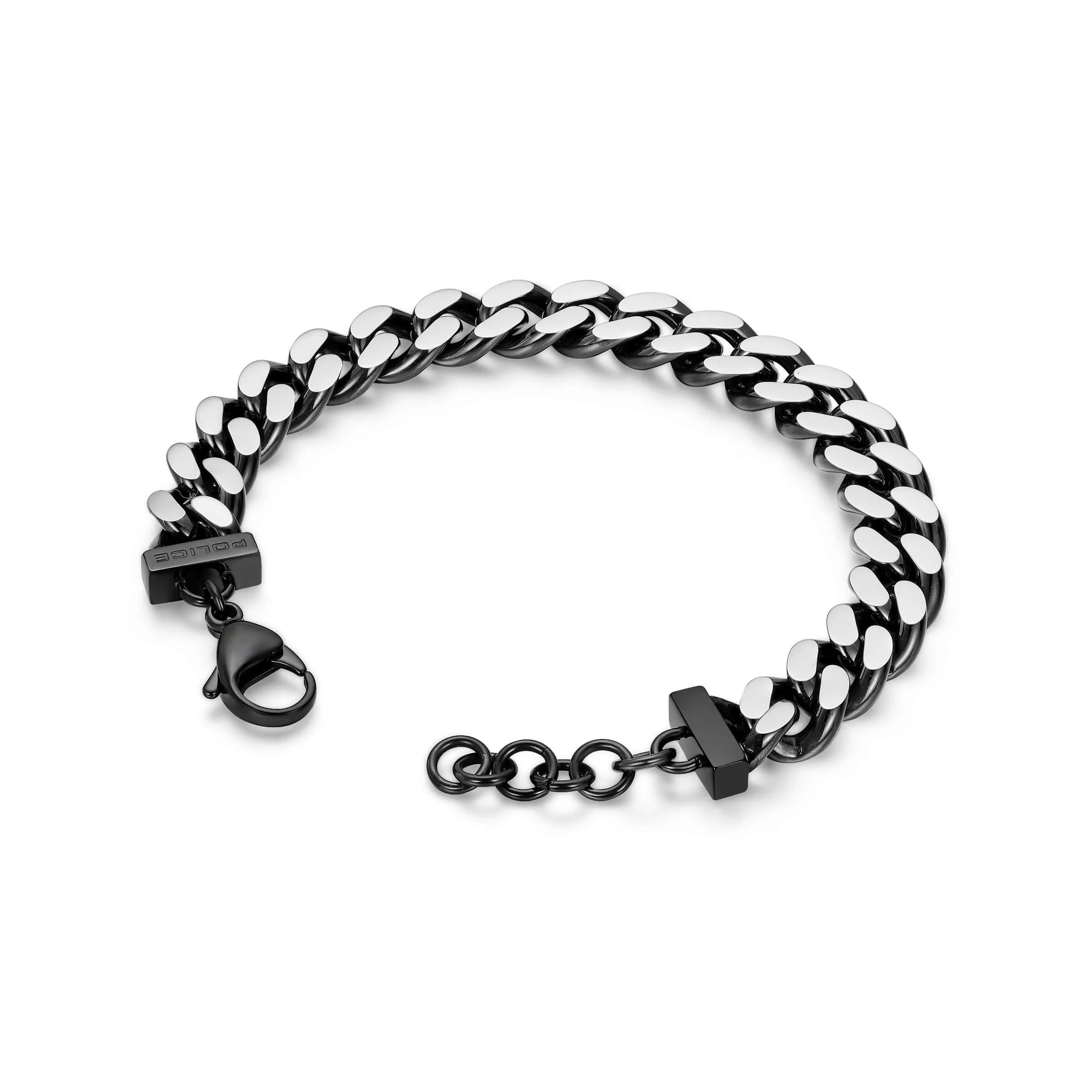 Police Herren Armband Kette Edelstahl Schwarz 21 cm - Herrenarmband Kette Silber Schwarz Herren Armband Kette Edelstahl Silber Kette Armband Schwarz - Image 3