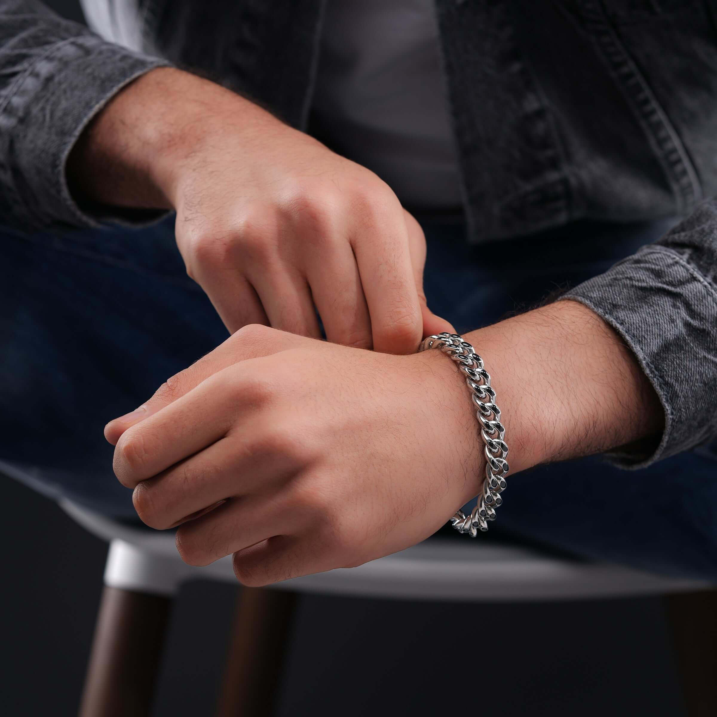 Police Herren Armband Kette Silber/Schwarz 21cm Edelstahl Herrenarmband Kette Schmuck Herrenkette Silber - Image 4