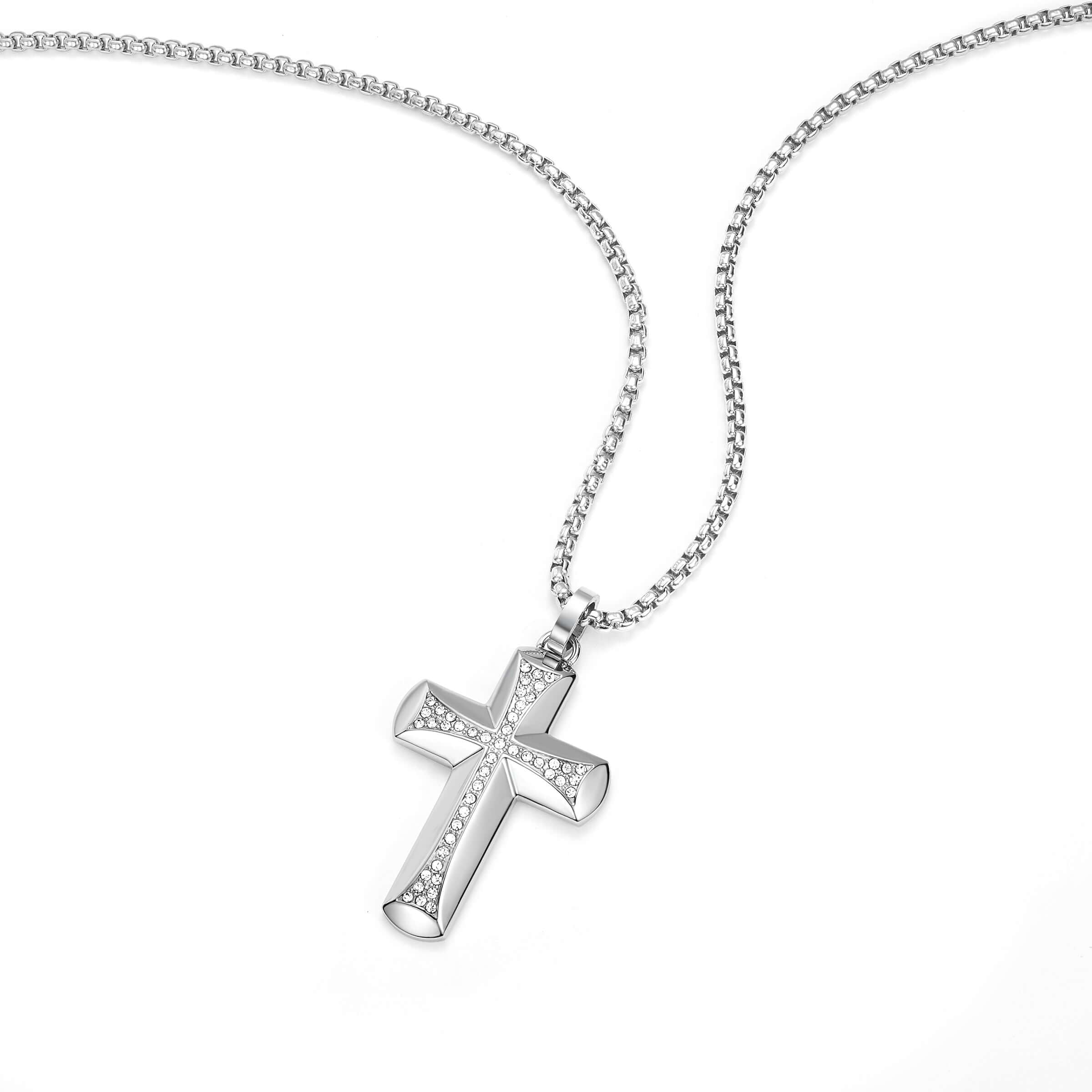 Police Herren Kette Kreuz Halskette Silber 50 cm Edelstahl Kette Herrenkette Kreuzkette Halskette Silberkette - Image 2