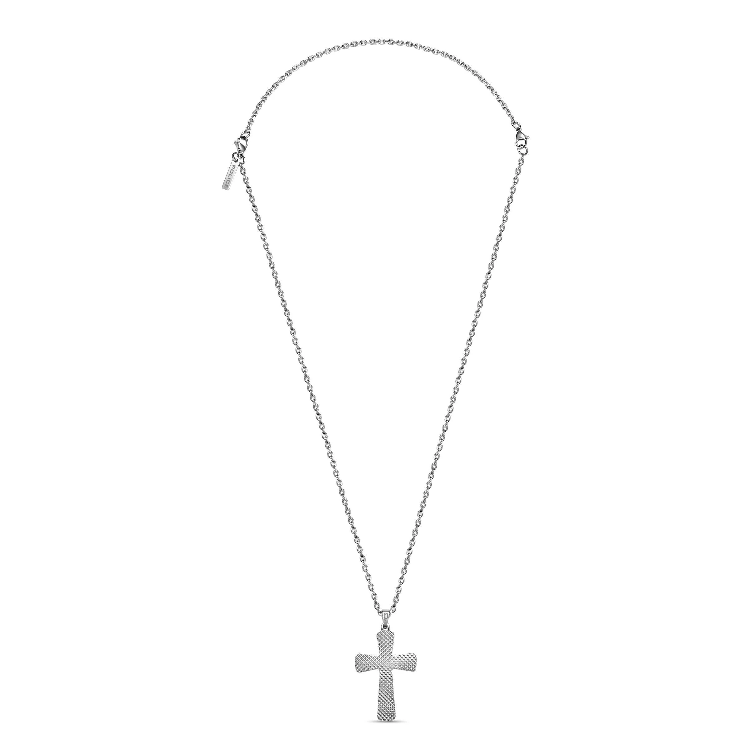 Police Herren Kette Kreuz Silber 50 cm Edelstahl Halskette Anhänger Kette Silberkette Herrenkette