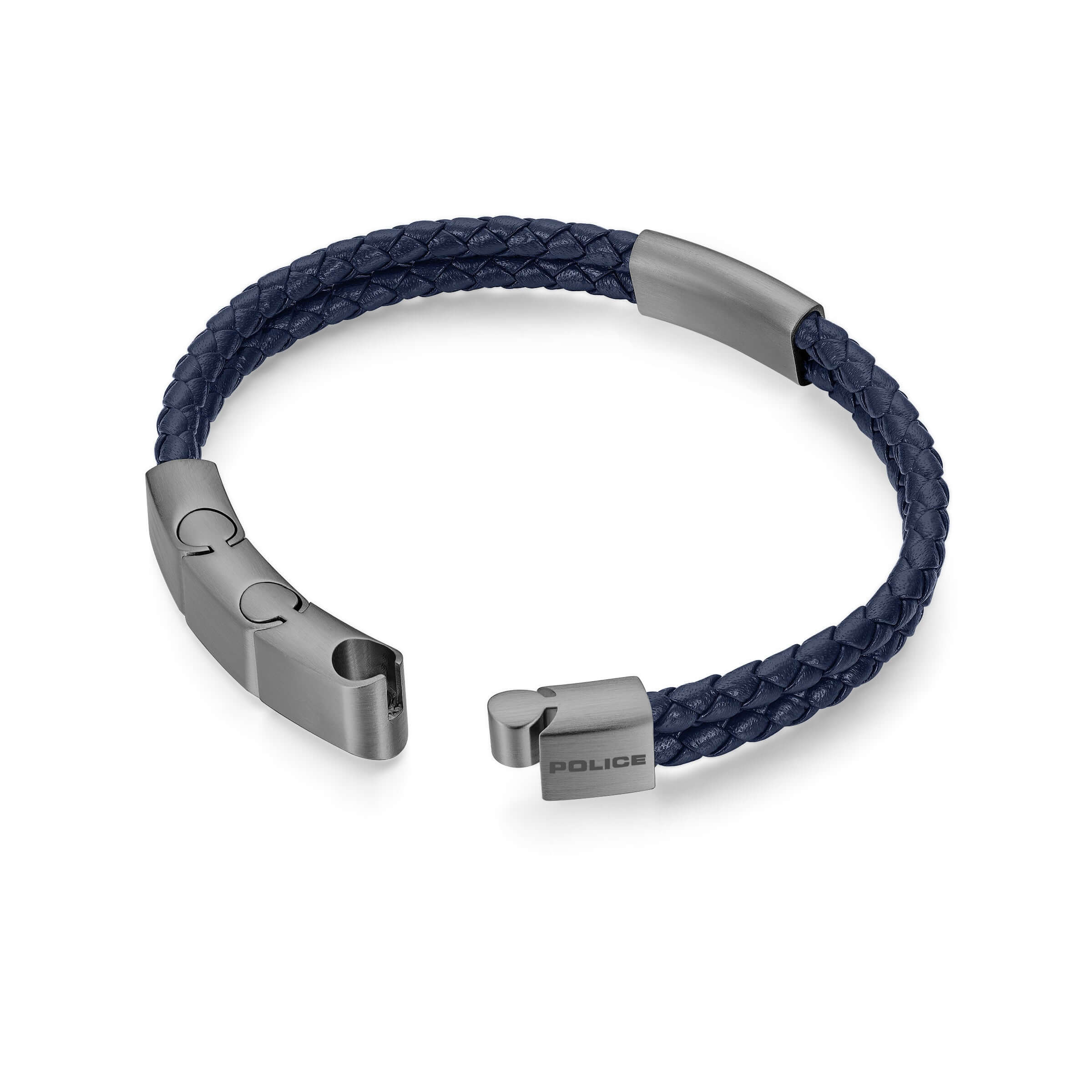 Police Herren Armband Leder Stahl Blau - Braided Leder Herren Armband mit Stahl Verschluss - Herren Leder Armband - Lederarmband Herren - Image 3