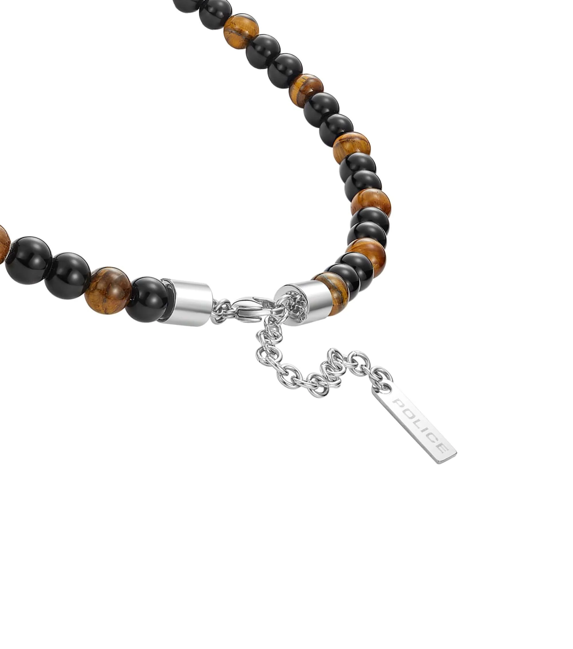 Police Herren Halskette Tigerauge Schwarz Braun Edelstahl Kette Schmuck Herrenkette Halskette - Image 3