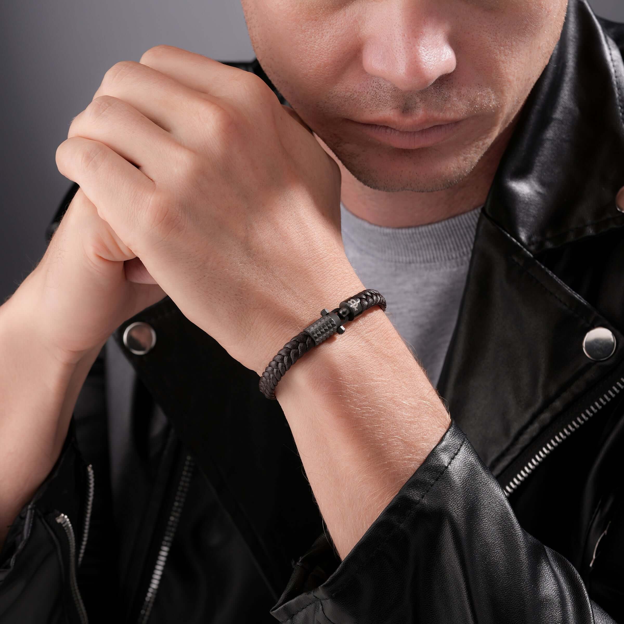 Police Herren Armband Leder Braun Herrenarmband Lederband Lederarmbänder Herren Lederarmbänder - Image 2