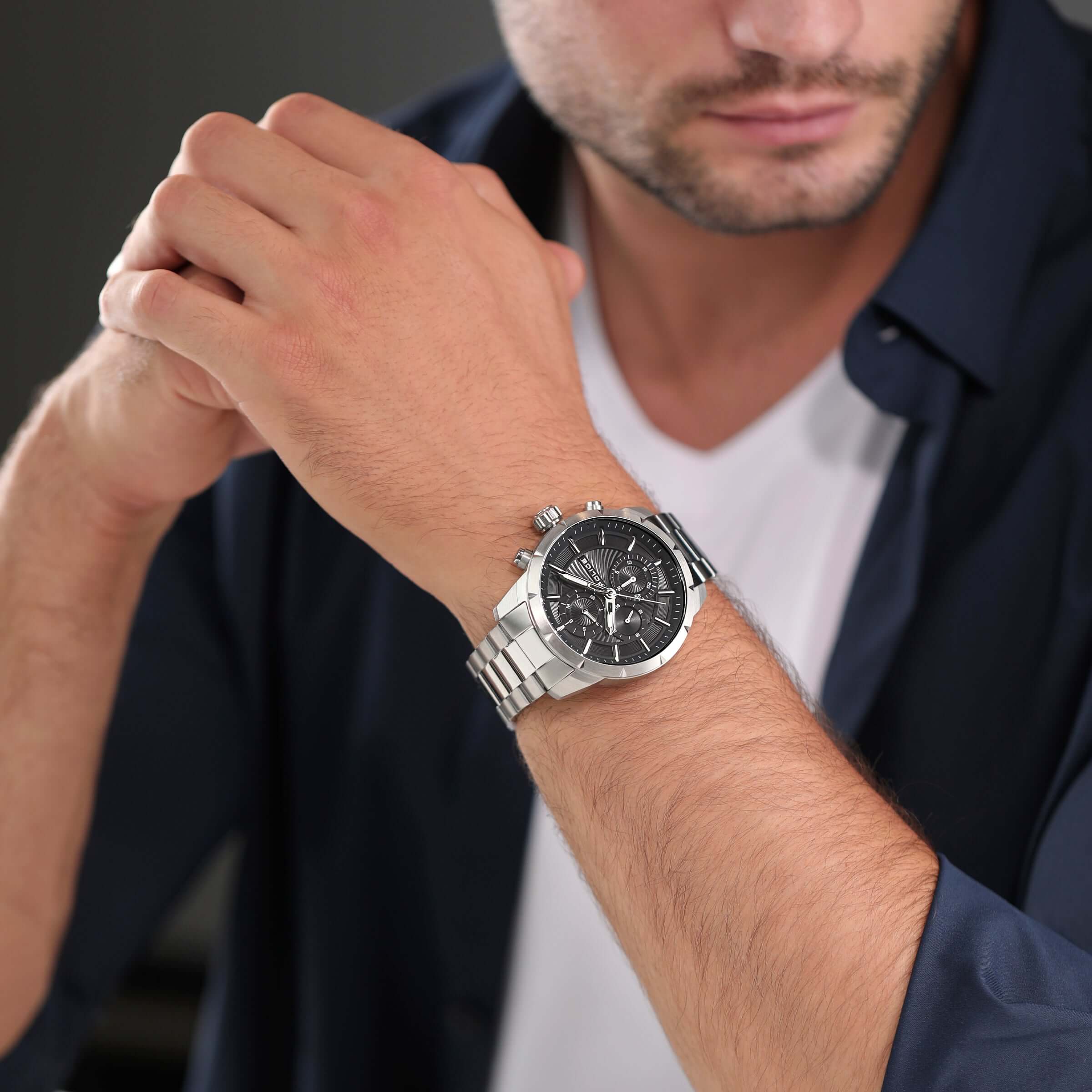 Police Herren Armbanduhr Chronograph Edelstahl Blau 42mm - Herrenuhr Chronograph Armbanduhr Blau - Image 2