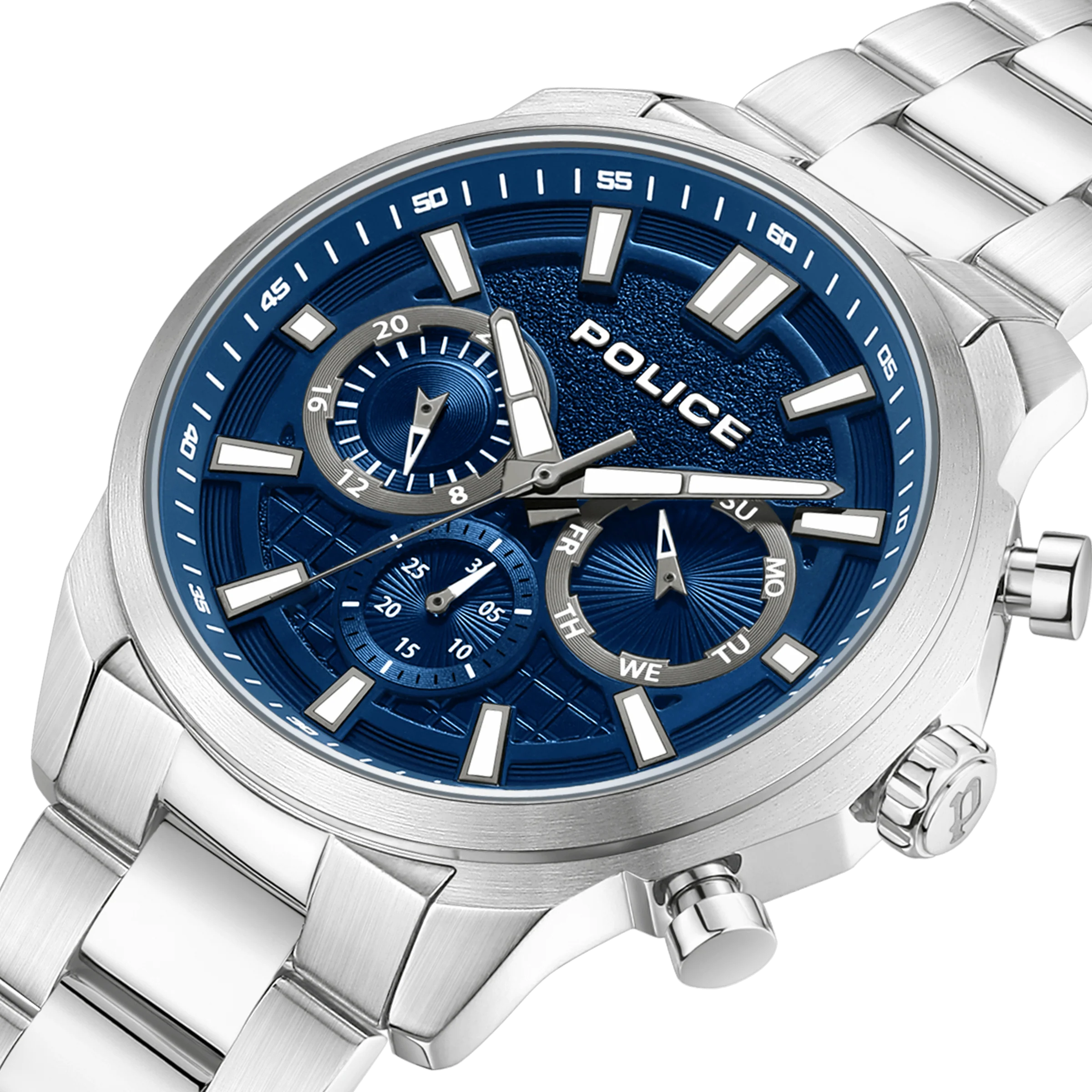 Police Herren Armbanduhr Chronograph Analog Edelstahl Blau/Silber 42 mm - Herrenuhr Chronograph Analog Armbanduhr - Image 4