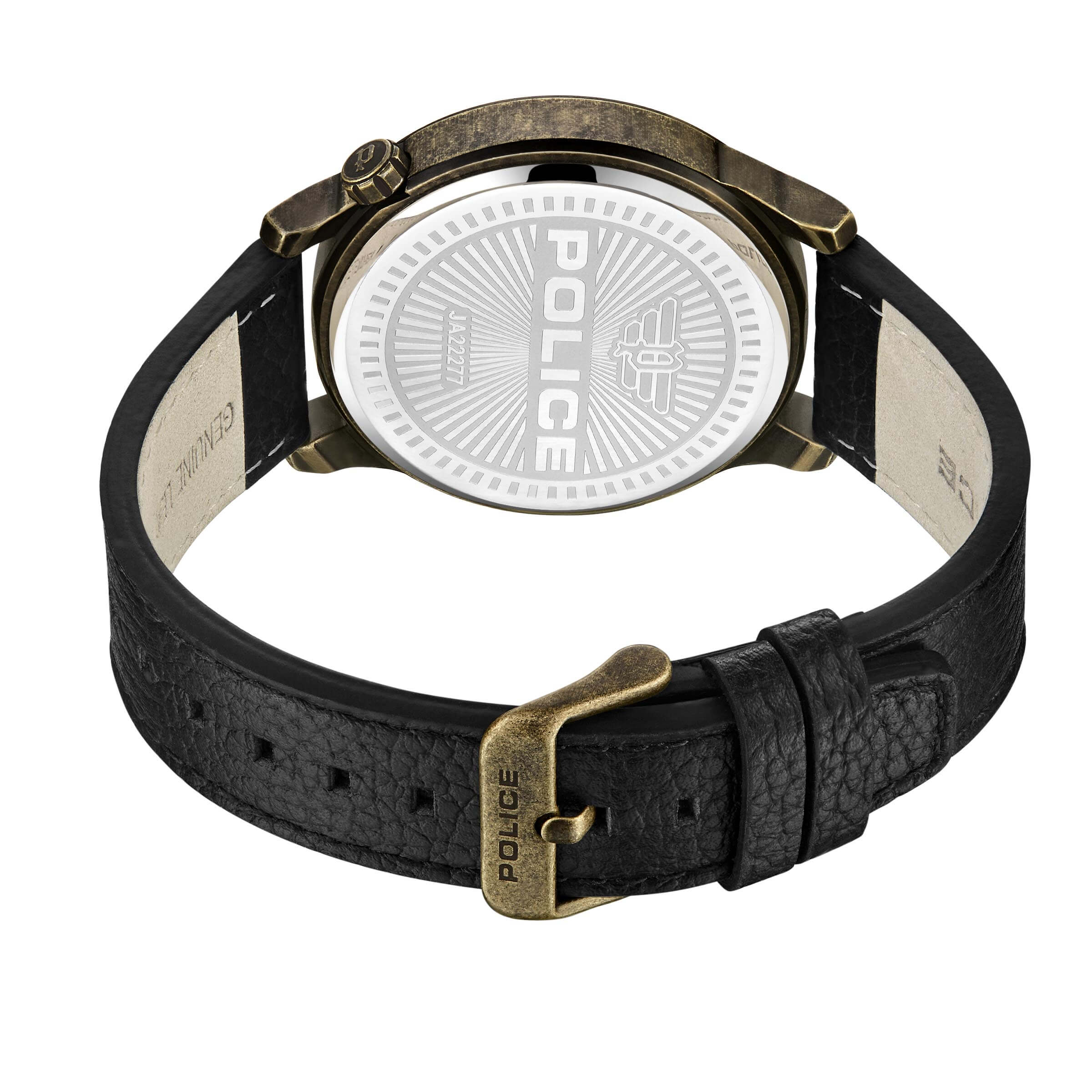 Police Herren Armbanduhr Leder Schwarz/Gold Totenkopf Armbanduhr Chronograph Handgelenk Uhren Uhr Zeitmesser - Image 3