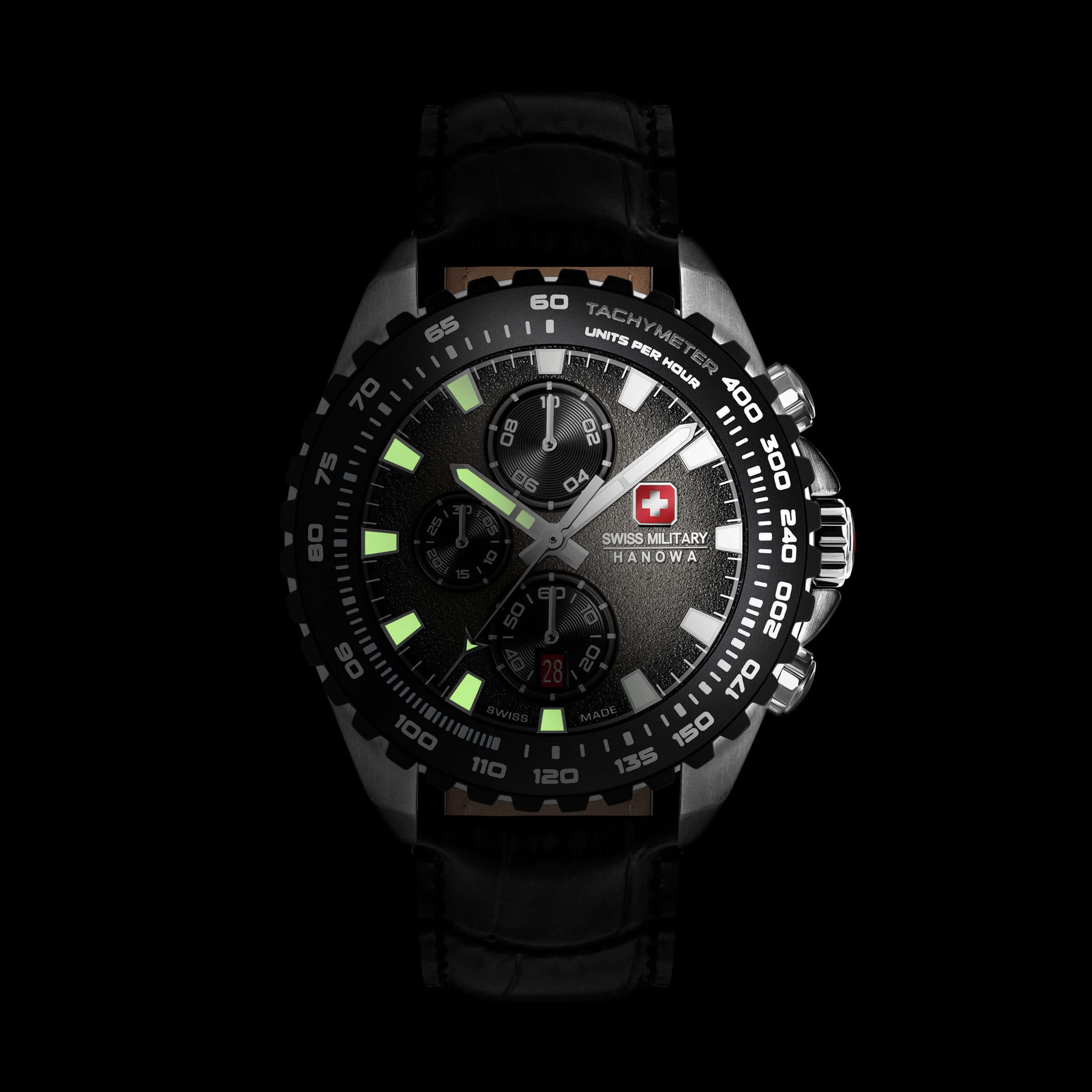 STONE MARTEN Leder Schwarz Silber 42mm - Swiss Made - Image 5