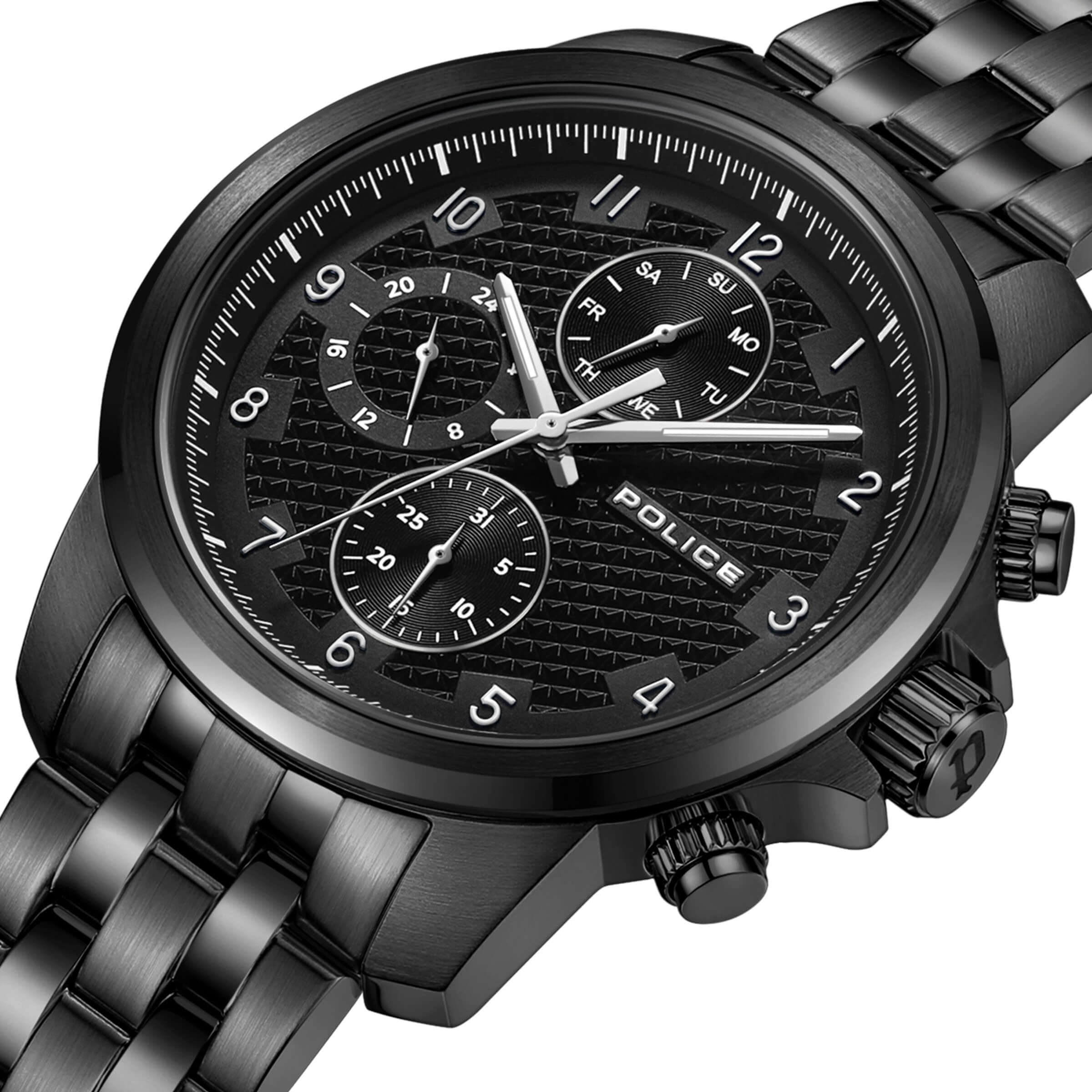 Police Herren Armbanduhr Analog Quarz Edelstahl Schwarz 42mm Chronograph Herrenuhr Armbanduhr Chronographen - Image 3