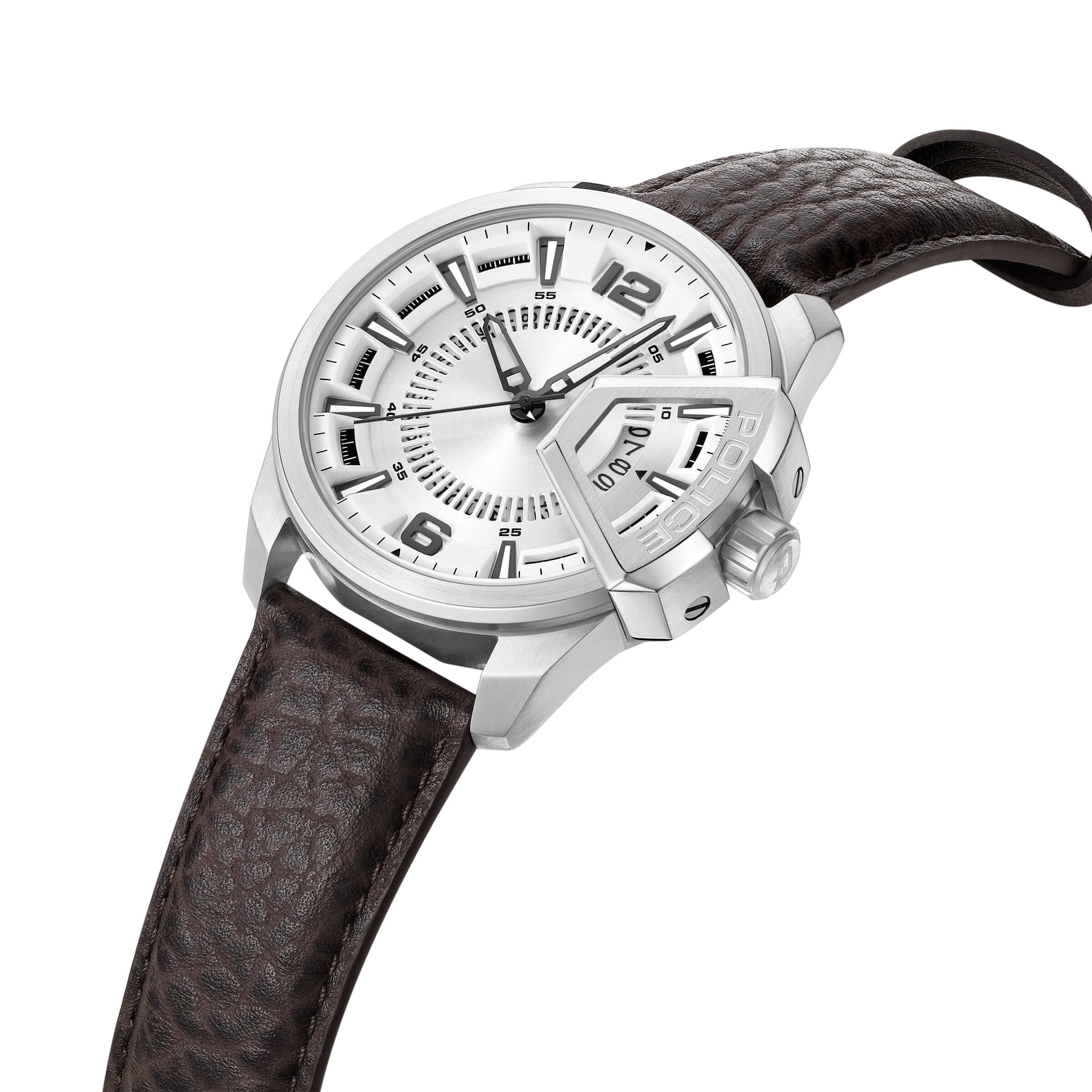 Police Herren Armbanduhr Analog Leder 44mm Silber/Braun Leopard - Herrenuhr Handgelenk Uhren Armbänder Uhren Herren - Image 4