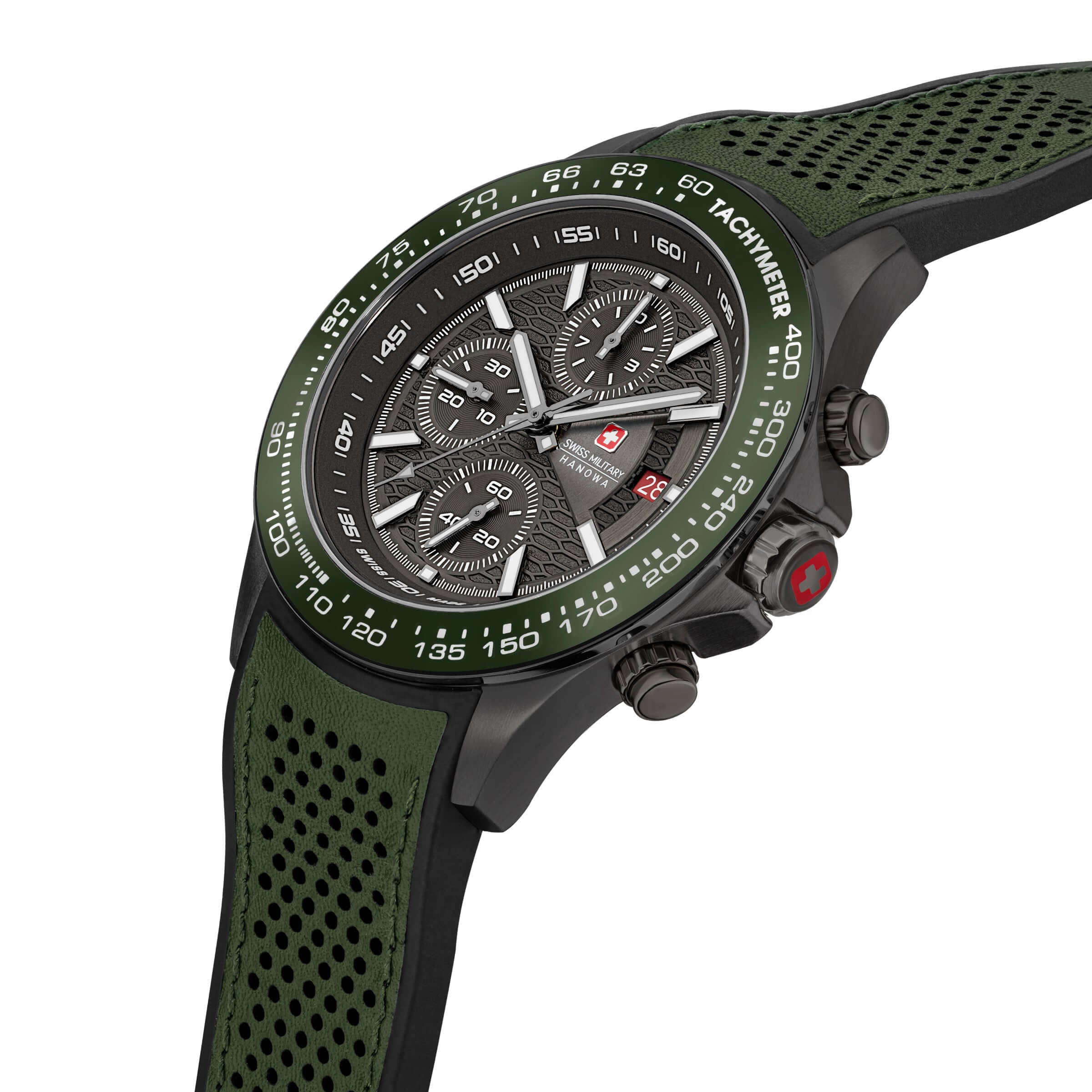 WATCHMAN Chronograph Leder Grün Schwarz- Swiss Made - Image 2