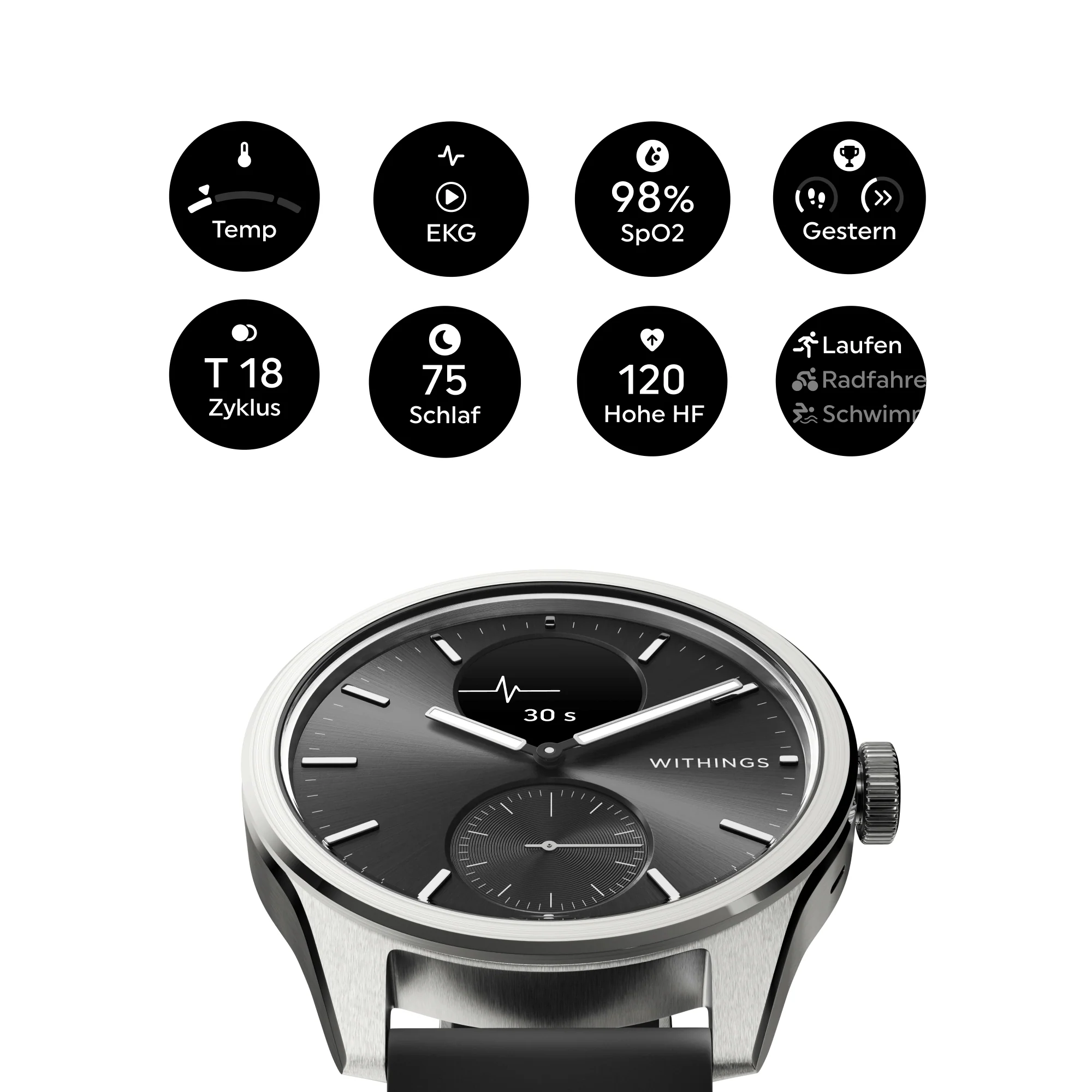 Withings ScanWatch 2 - Black 42mm + Gratis Withings Lederarmband in Schwarz - Image 14