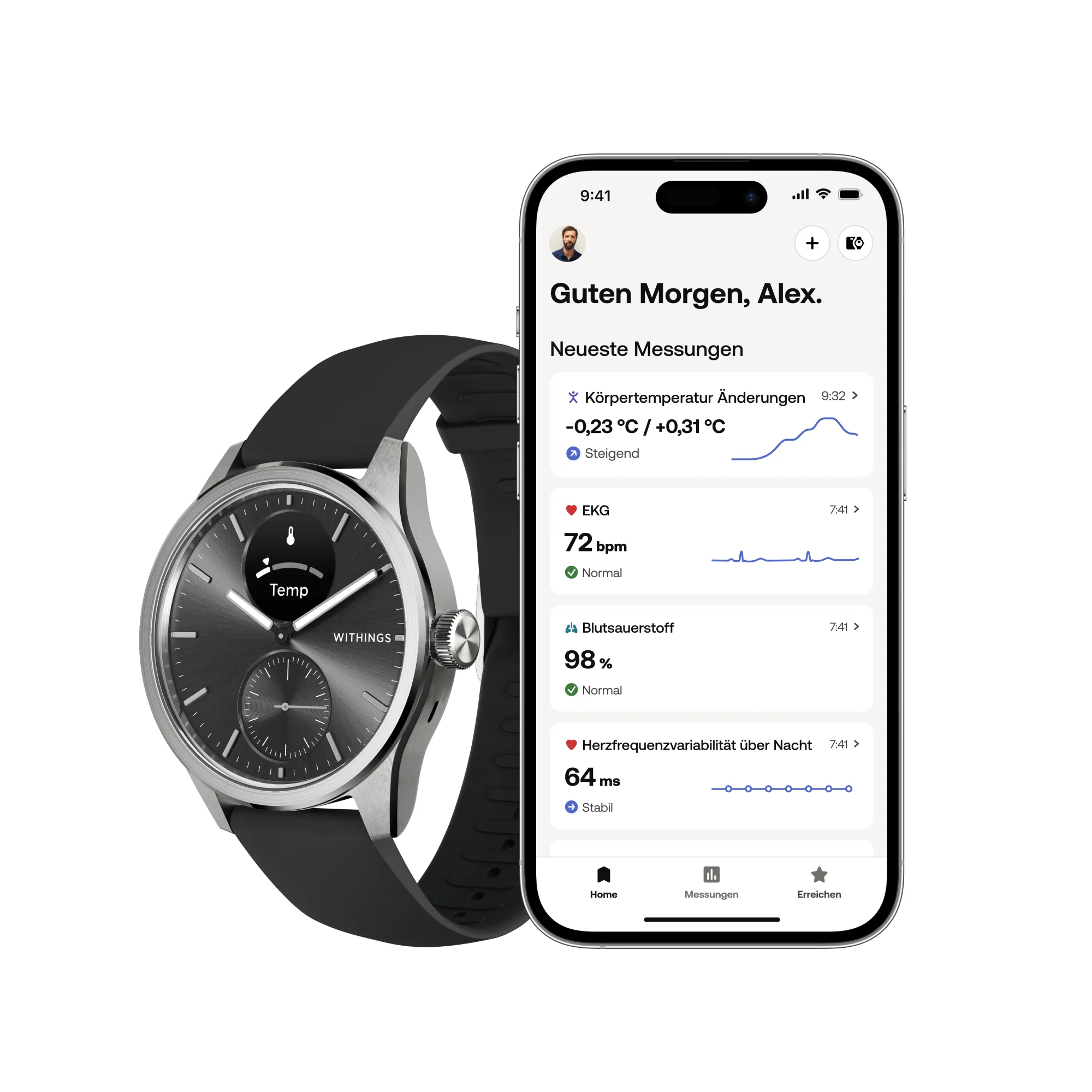 Withings ScanWatch 2 - Black 42mm + Gratis Withings Lederarmband in Schwarz - Image 15