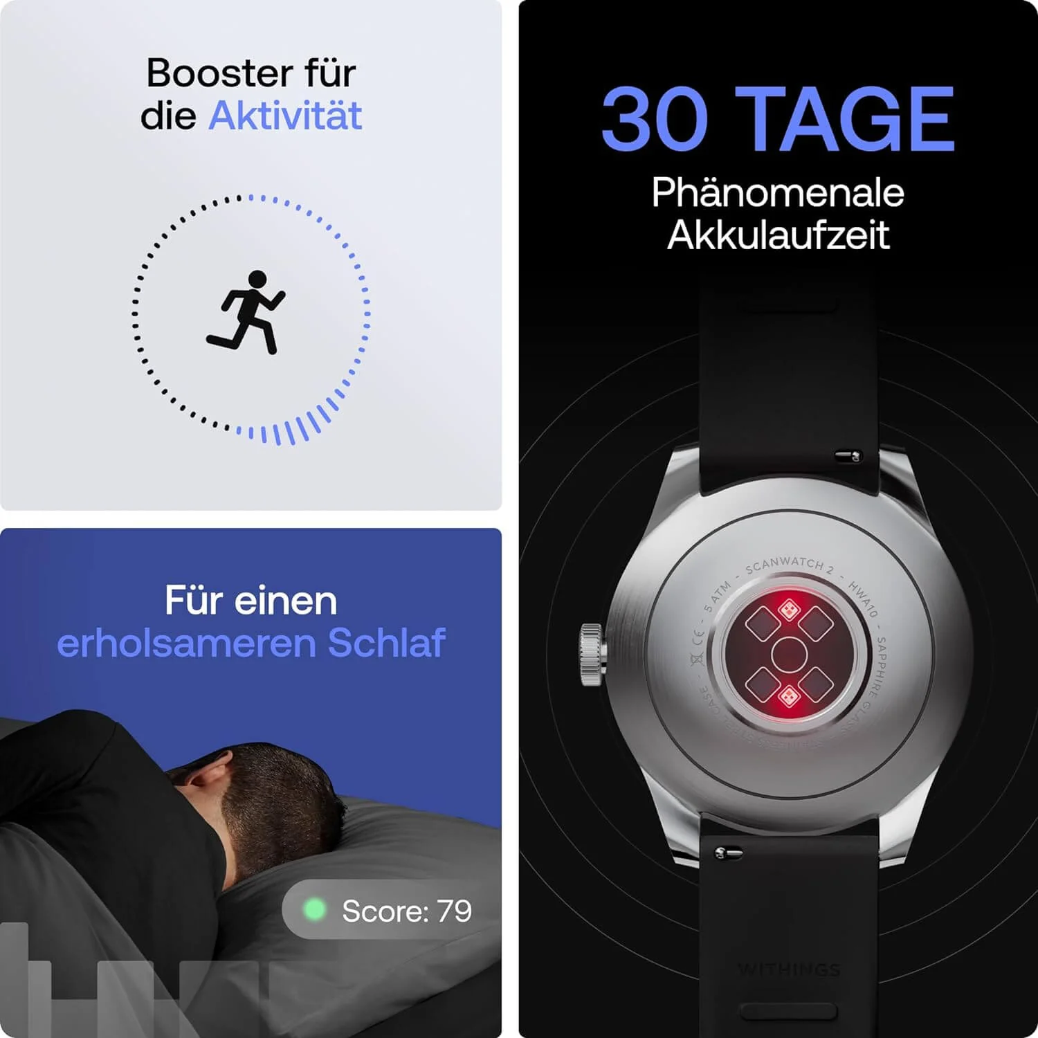 Withings ScanWatch 2 - Black 42mm + Gratis Withings Lederarmband in Schwarz - Image 7