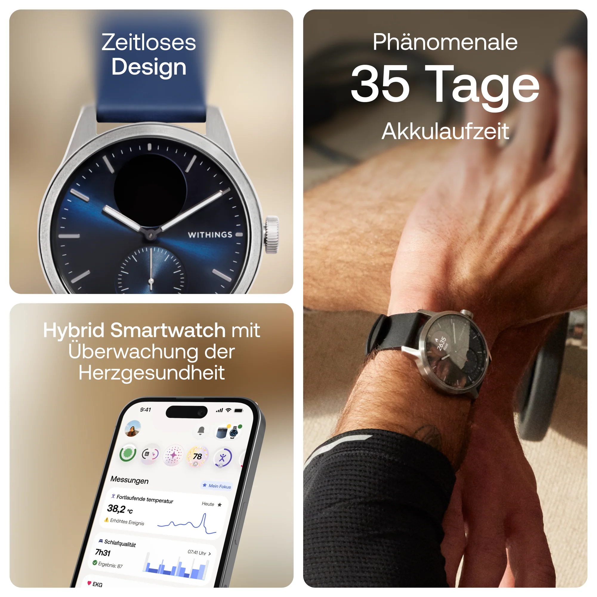 Withings ScanWatch 2 - Blau 42mm + Gratis Withings Lederarmband in Schwarz - Image 11