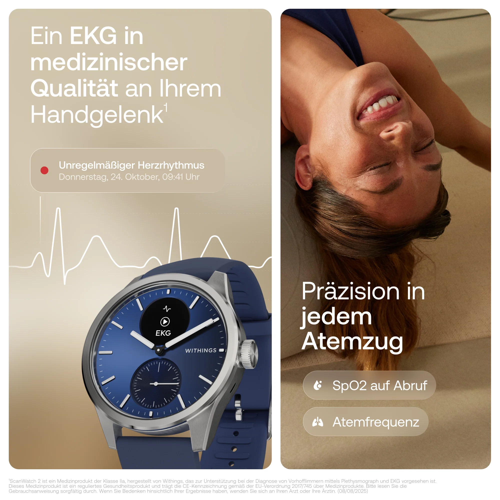 Withings ScanWatch 2 - Blau 42mm + Gratis Withings Lederarmband in Schwarz - Image 3