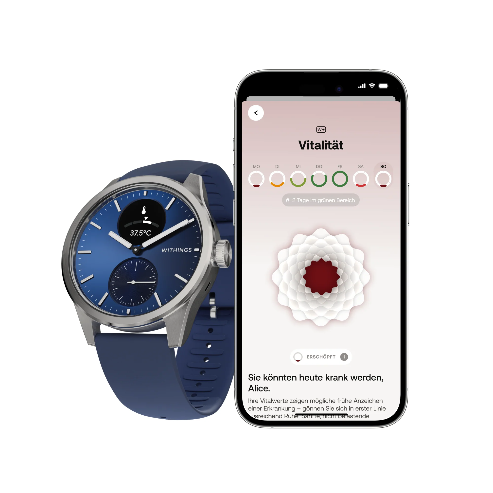 Withings ScanWatch 2 - Blau 42mm + Gratis Withings Lederarmband in Schwarz - Image 8