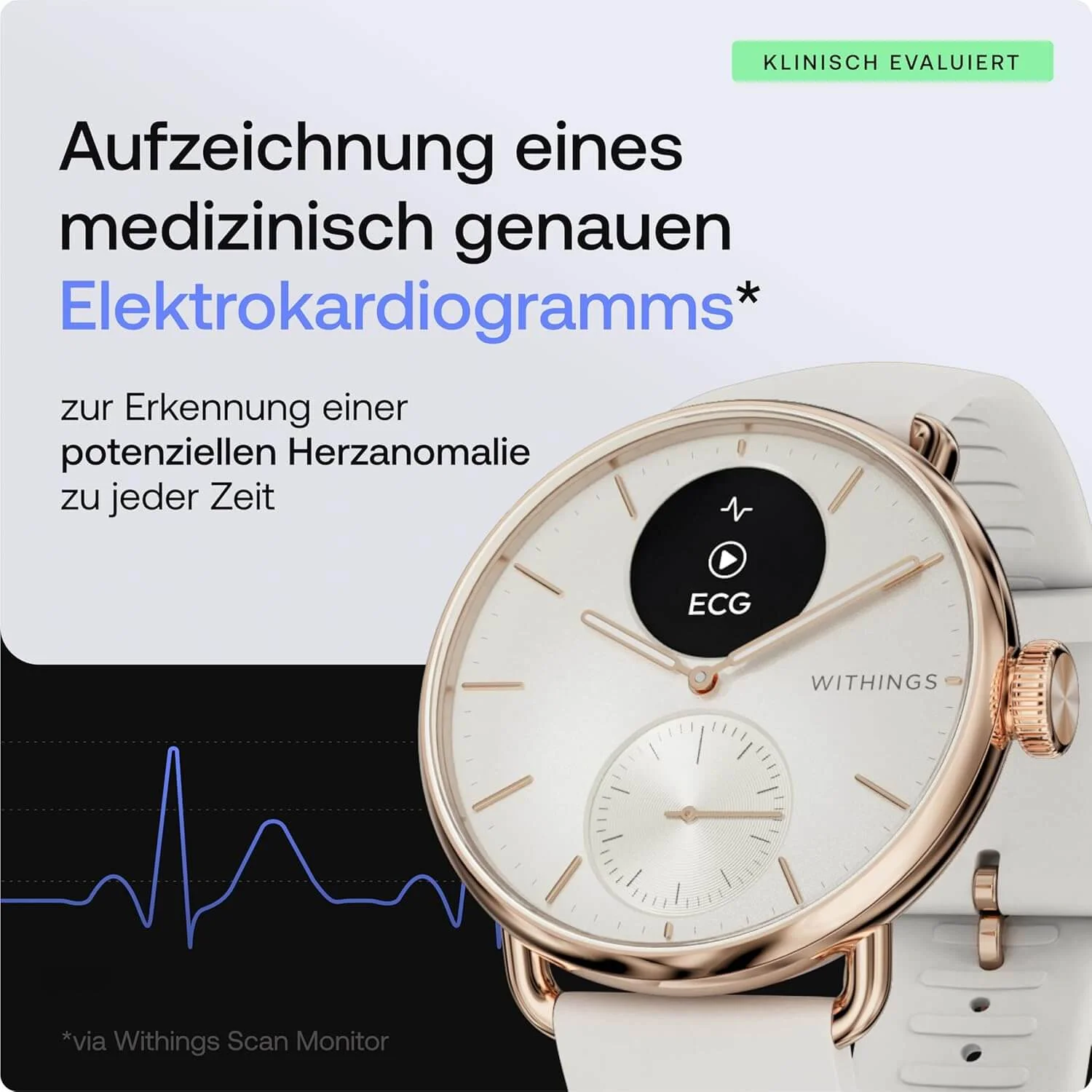 Withings ScanWatch 2 - 38mm Blau Rosegold + Gratis Lederarmband Pink - Image 8
