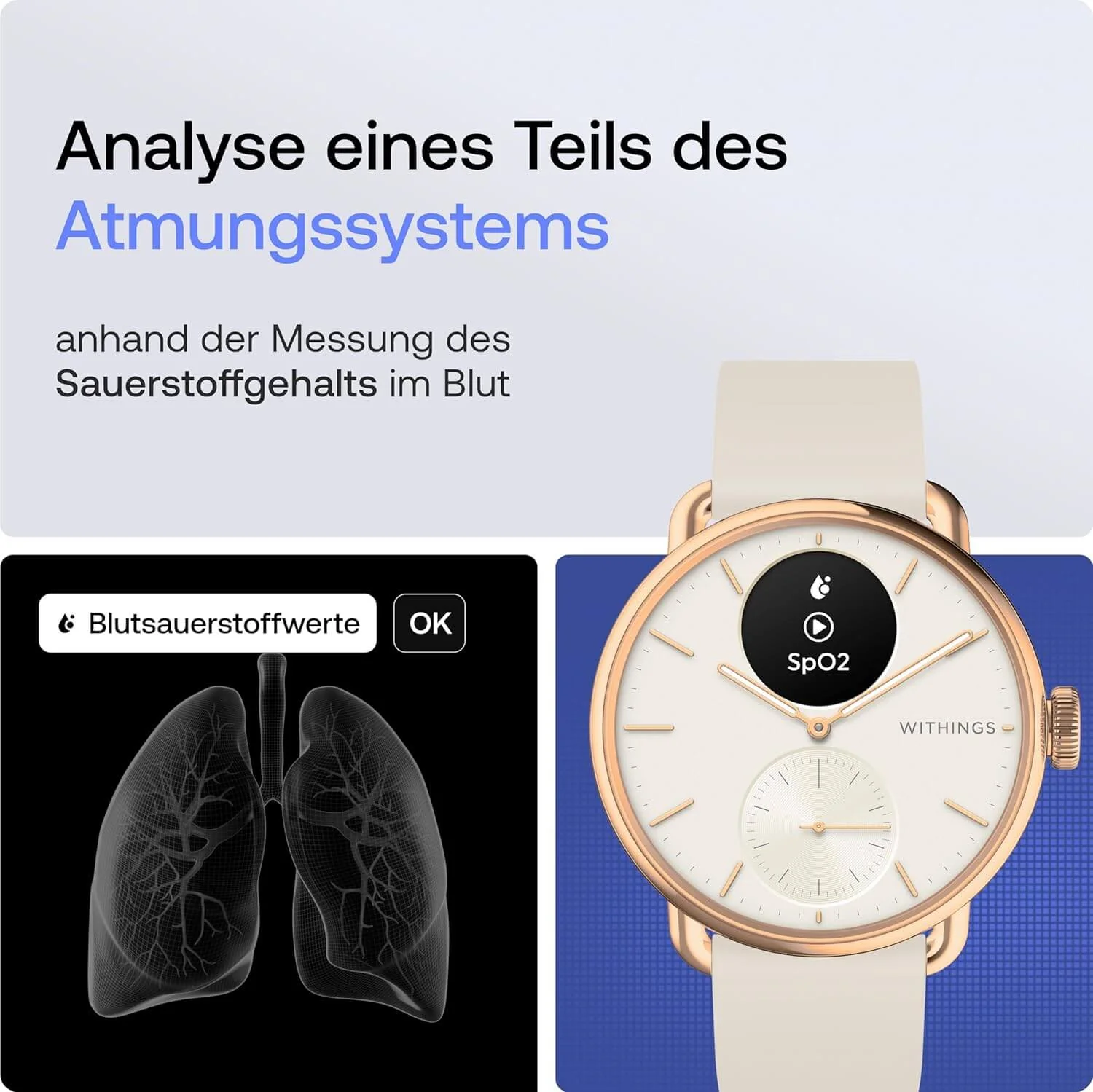 Withings ScanWatch 2 - 38mm Blau Rosegold + Gratis Lederarmband Pink - Image 9