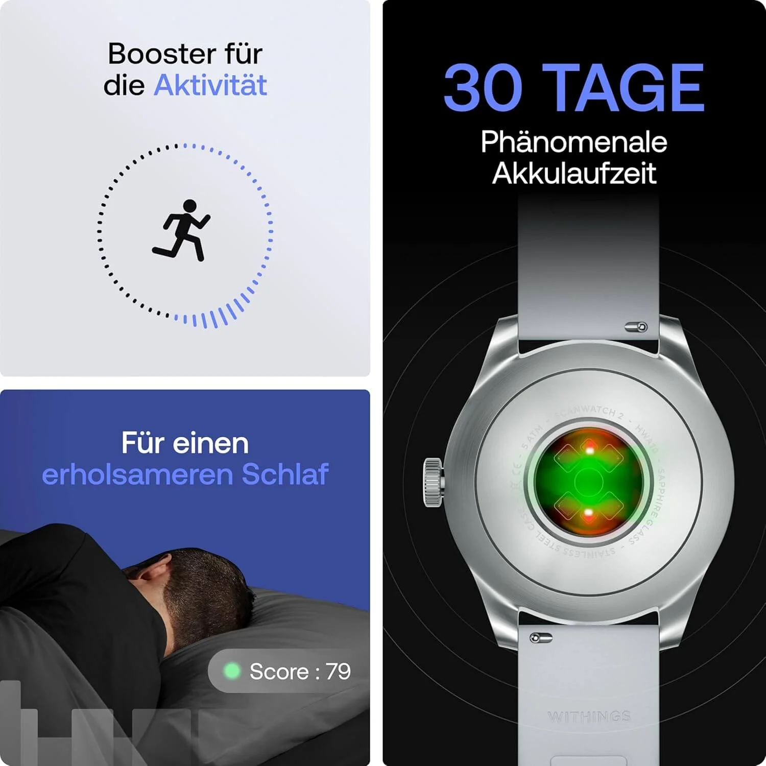 Withings ScanWatch 2 - White 42mm + Gratis Withings Lederarmband in Braun - Image 4